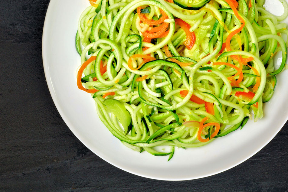 Spiralizer Sweet Potato with Goat Cheese, Caramelized Onion and Pine Nuts -  A Pinch of Healthy